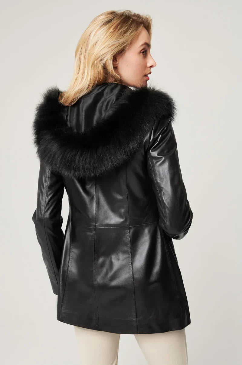 Hooded Leather Coat LSW-0012