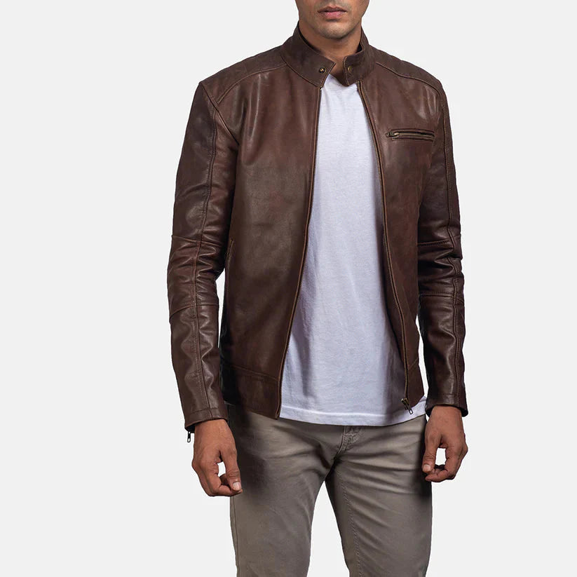Brown Real leather jacket LSM-0007