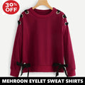 11-ELEVEN SALE: MAROON RIBBON EYELET SWEAT SHIRT