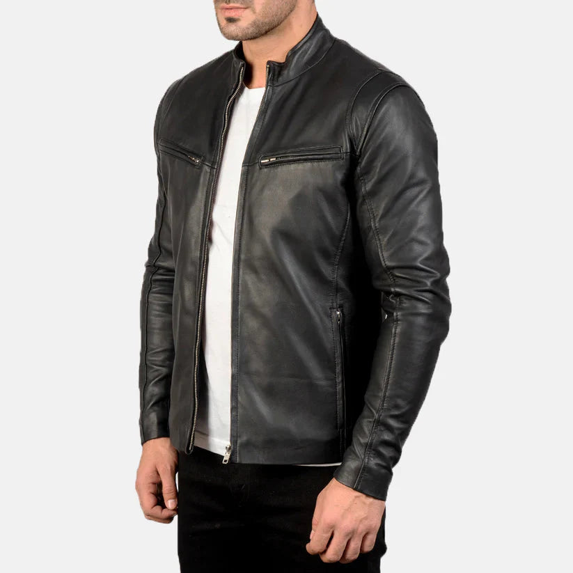 Black Real Leather Jacket LSM-0004