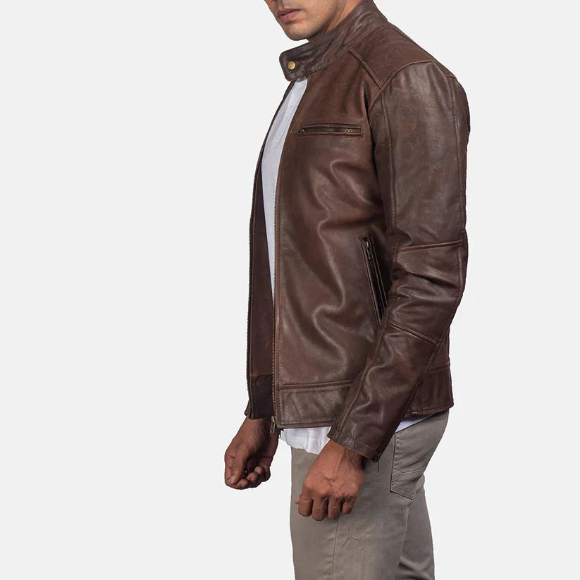 Brown Real leather jacket LSM-0007