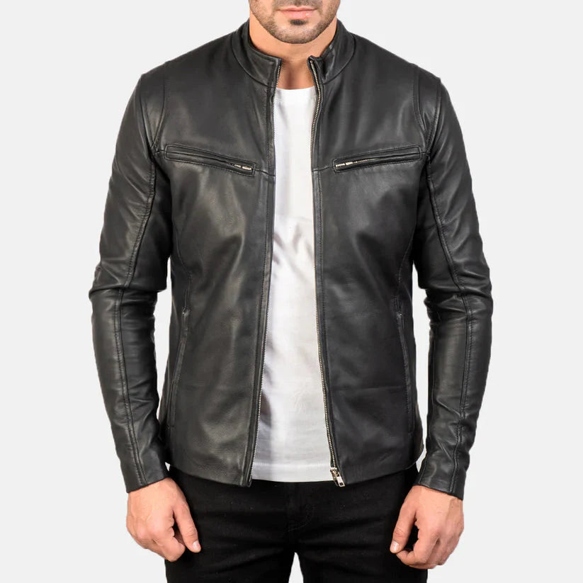 Black Real Leather Jacket LSM-0004