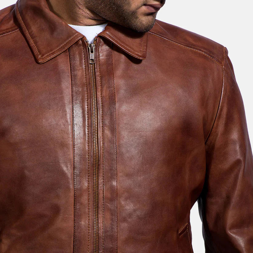 Brown Real leather jacket LSM-0006