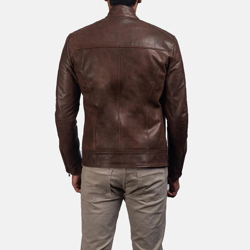 Brown Real leather jacket LSM-0007