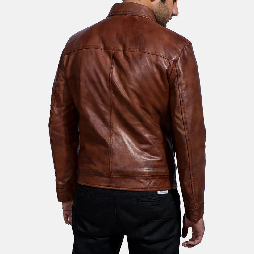 Brown Real leather jacket LSM-0006