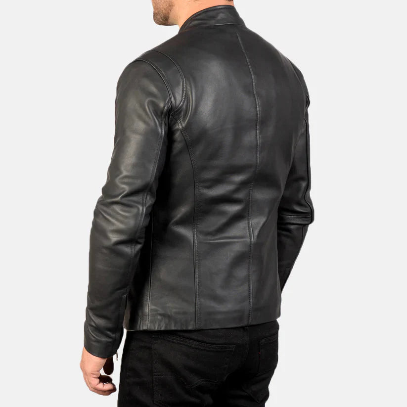 Black Real Leather Jacket LSM-0004