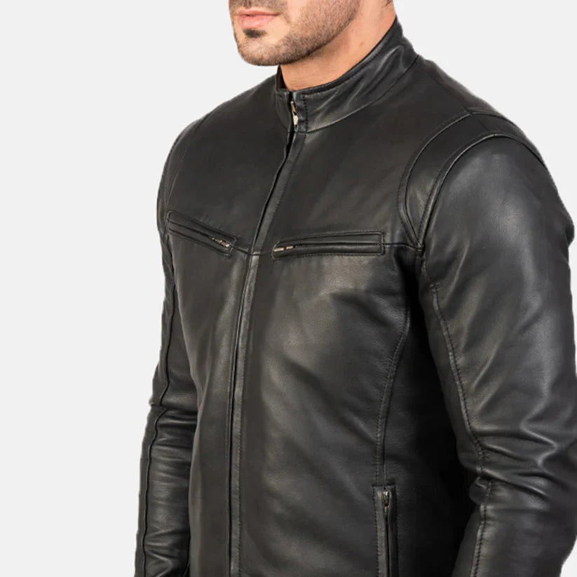 Black Real Leather Jacket LSM-0004