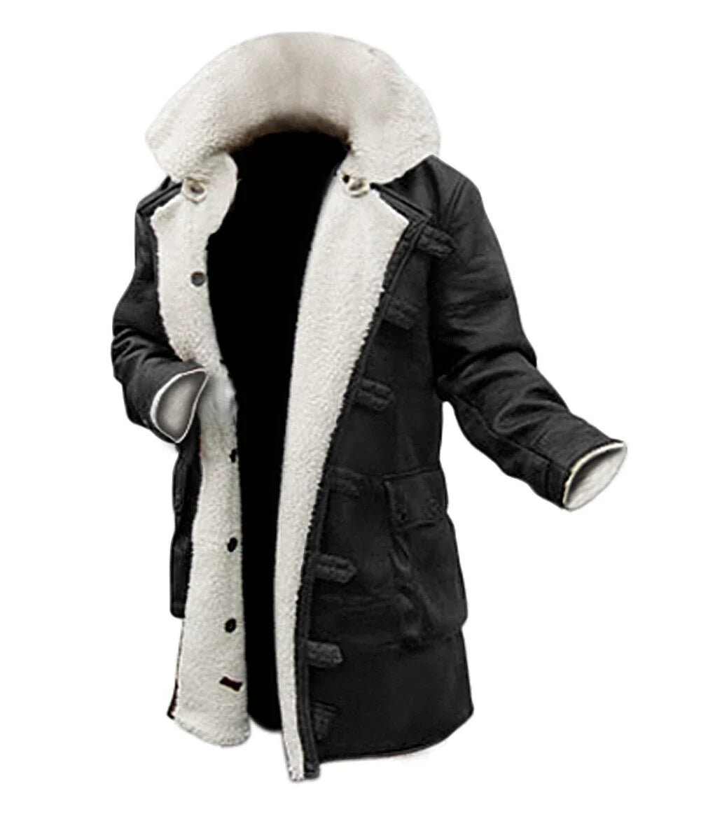 Men's Bane Black Real Leather Winter Coat - Swedish Bomber Jacket LSM-0054