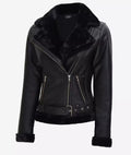 Agnes Asymmetrical Shearling Leather Jacket Womens LSW-0001