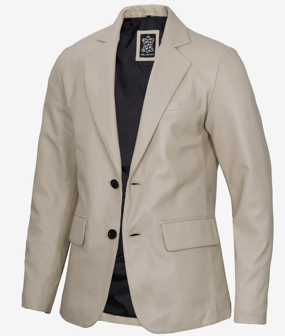Mens Two Button Leather Blazer LSM-0073
