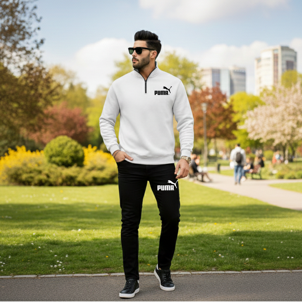 Mock Neck Half Zip Track Suit for Men