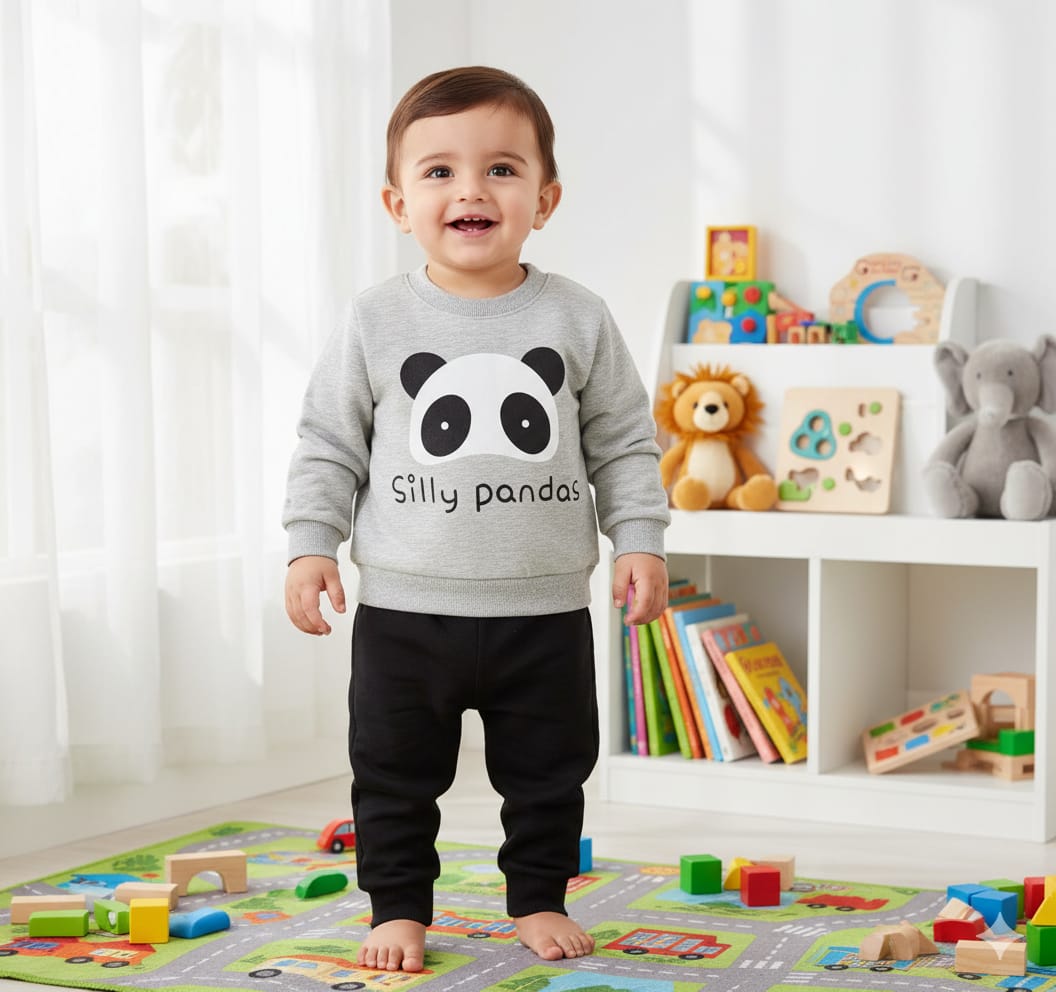 Grey Silly Panda Track suit Kids