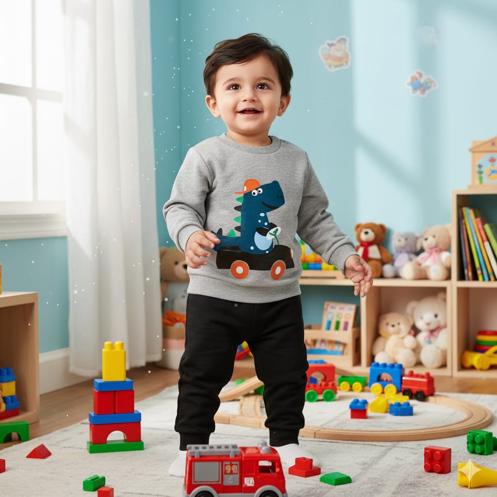 Grey DINO Car Track suit Kids