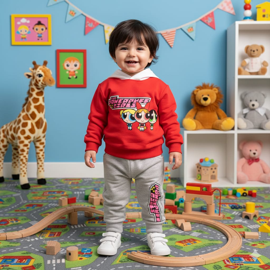Contrast Hooded Track Suit for Kids