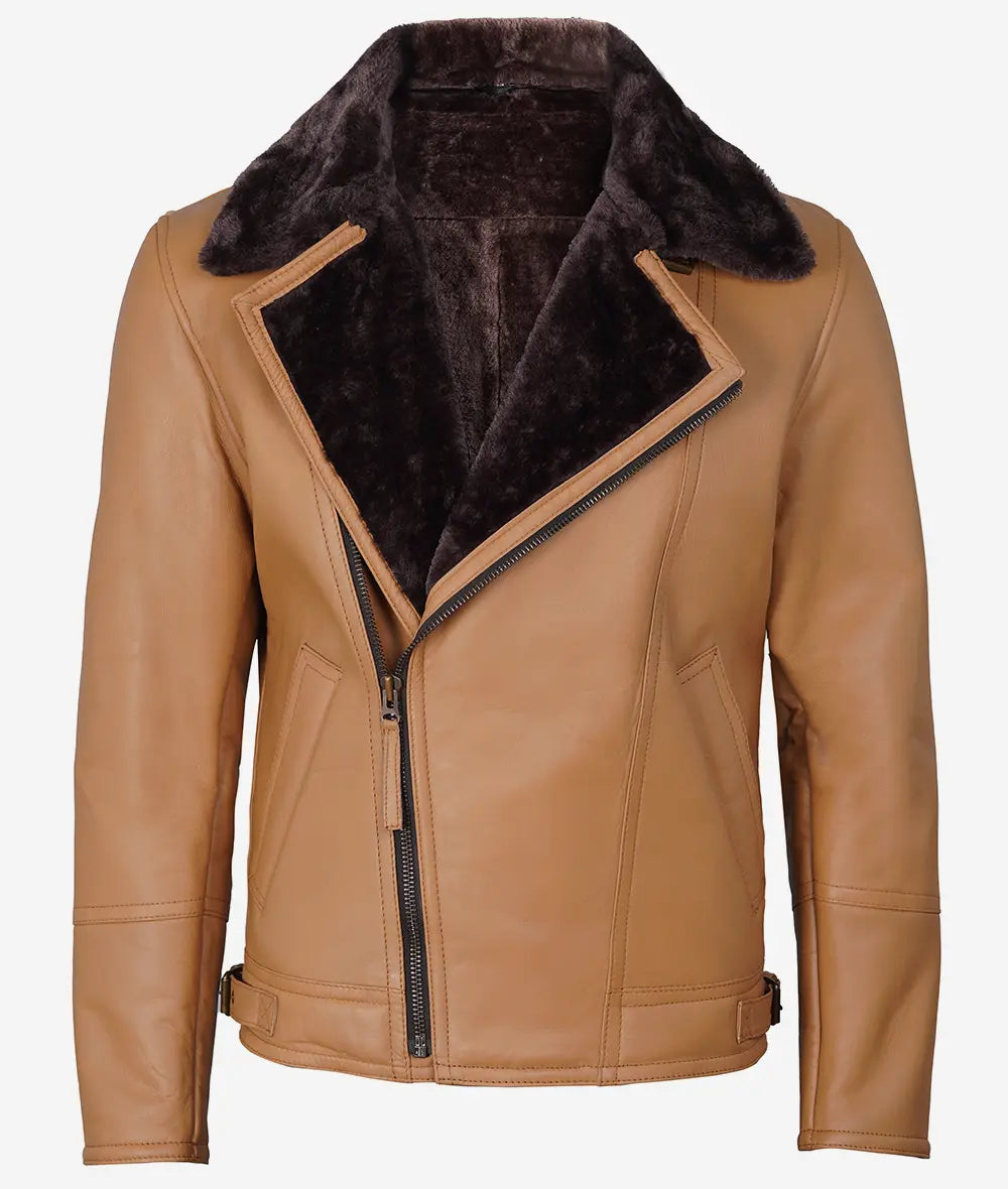 Men's Shearling Lined Moto Leather Jacket LSM-0060