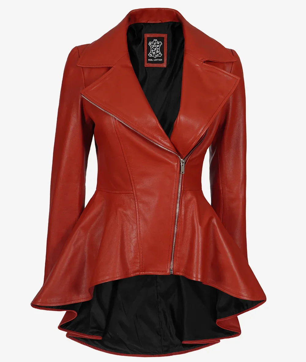Clarissa Womens Peplum Leather Jacket LSW-0008