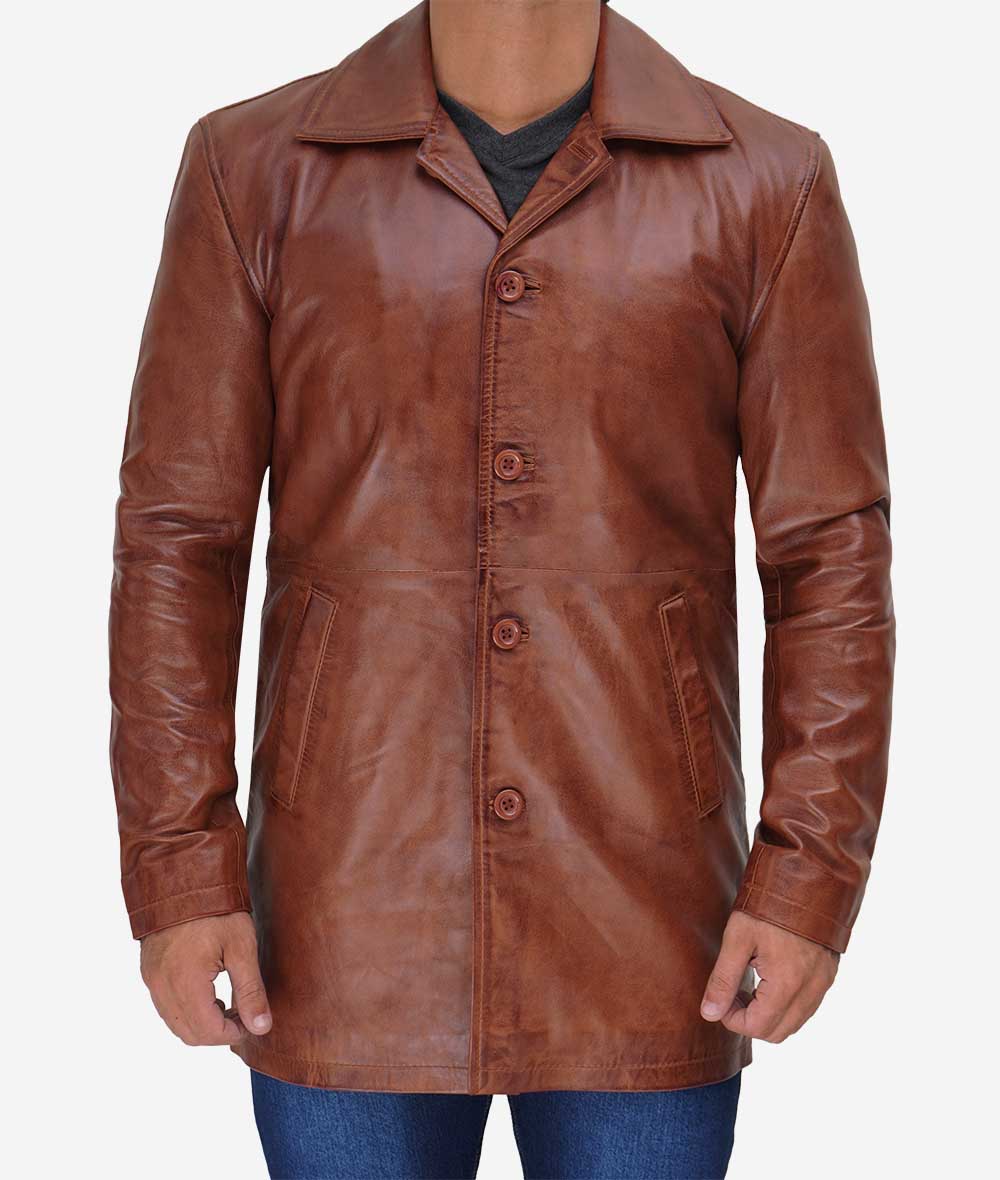 Men's Real Leather Car Coat LSM-0078